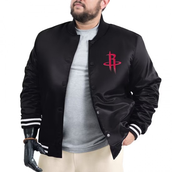 Houston Rockets Adaptive Bold Logo Varsity Satin Jacket Houston Rockets Adaptive Bold Logo Varsity Satin Jacket