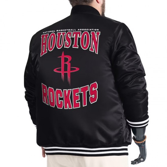 Houston Rockets Adaptive Bold Logo Varsity Satin Jacket
