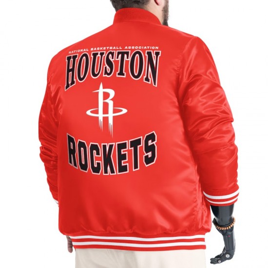 Houston Rockets Adaptive Bold Logo Varsity Satin Jacket