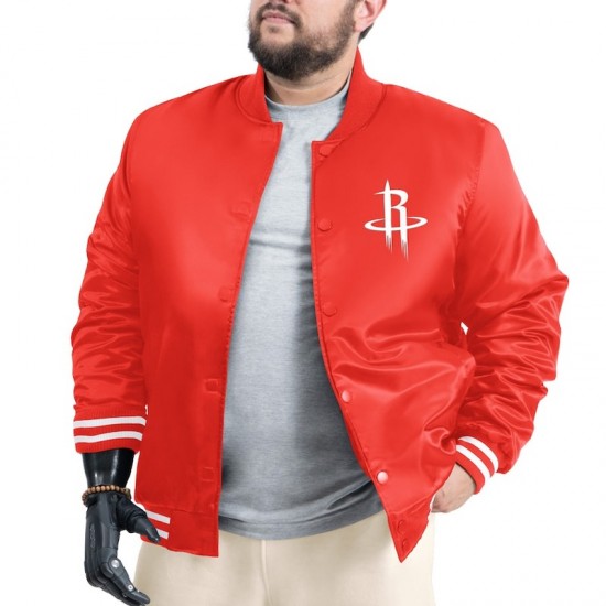 Houston Rockets Adaptive Bold Logo Varsity Satin Jacket Houston Rockets Adaptive Bold Logo Varsity Satin Jacket