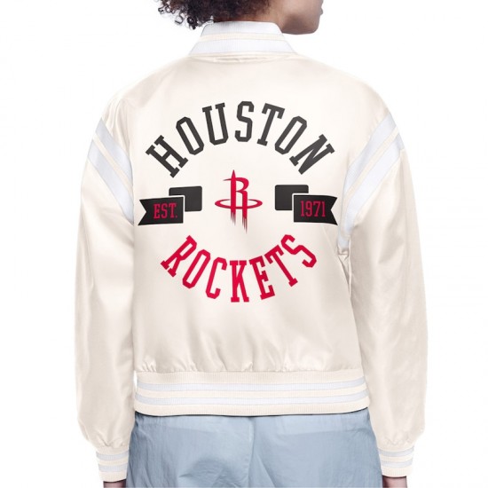 Houston Rockets Printed Logo Varsity Satin Jacket Houston Rockets Printed Logo Varsity Satin Jacket