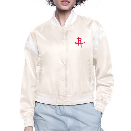 Houston Rockets Printed Logo Varsity Satin Jacket Houston Rockets Printed Logo Varsity Satin Jacket