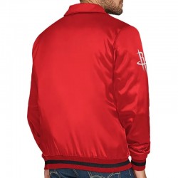 Houston Rockets Stitch Applique Red Satin Jacket Houston Rockets Stitch Applique Red Satin Jacket