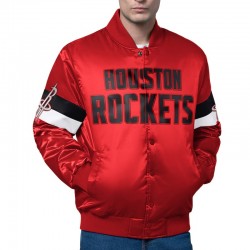 Houston Rockets Triple Option Varsity Satin Jacket
