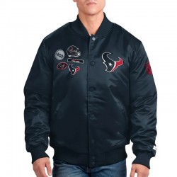 Houston Texans Exclusive Navy Varsity Satin Jacket Houston Texans Exclusive Navy Varsity Satin Jacket