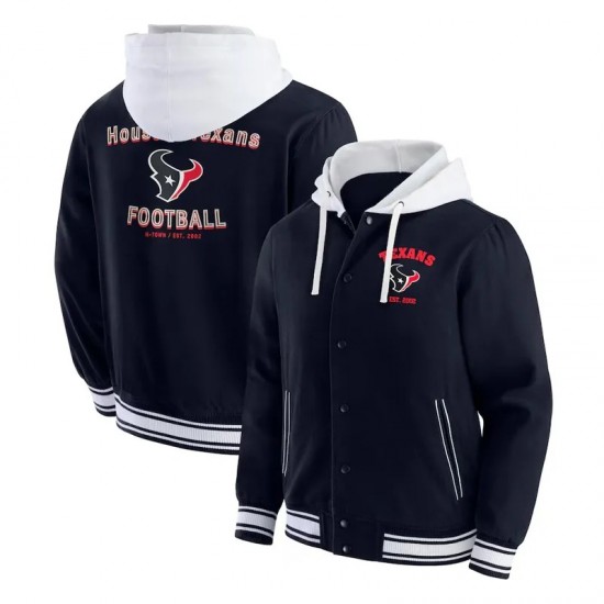 Houston Texans Navy Cotton Hooded Jacket Houston Texans Navy Cotton Hooded Jacket