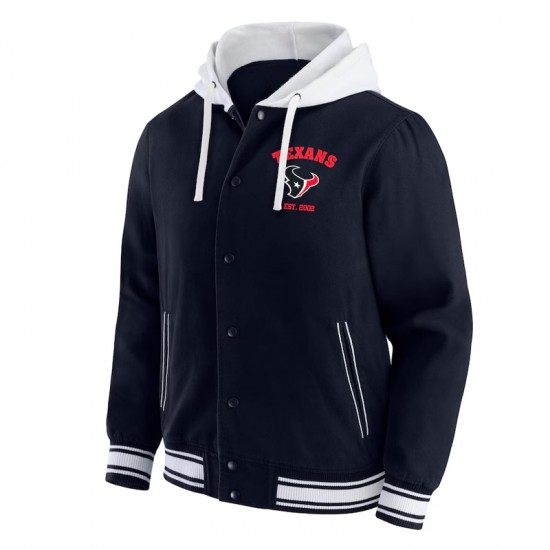 Houston Texans Navy Cotton Hooded Jacket Houston Texans Navy Cotton Hooded Jacket