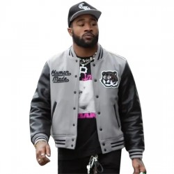 Human Made Miles Sanders Gray and Black Varsity Jacket