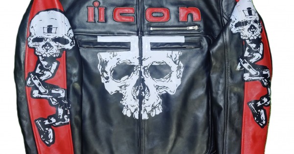 Icon Motorhead Skull Black Biker Leather Jacket for Men's