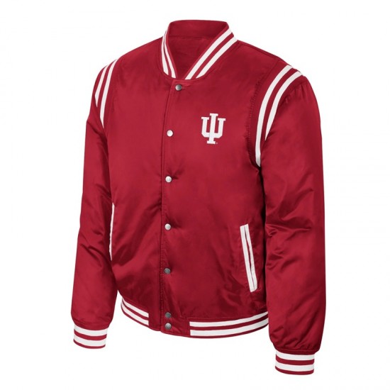 Indiana Hoosiers Teddy Red Varsity Satin Jacket Indiana Hoosiers Teddy Red Varsity Satin Jacket