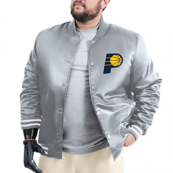 Indiana Pacers Adaptive Bold Logo Varsity Satin Jacket Indiana Pacers Adaptive Bold Logo Varsity Satin Jacket