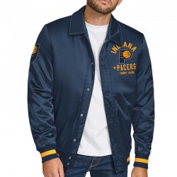 Indiana Pacers Stitch Applique Navy Satin Jacket  Indiana Pacers Stitch Applique Navy Satin Jacket