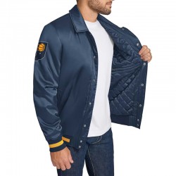 Indiana Pacers Stitch Applique Navy Satin Jacket  Indiana Pacers Stitch Applique Navy Satin Jacket