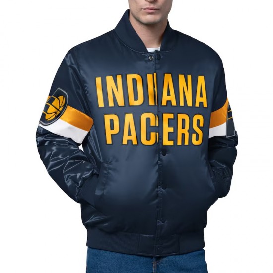 Indiana Pacers Triple Option Varsity Satin Jacket Indiana Pacers Triple Option Varsity Satin Jacket