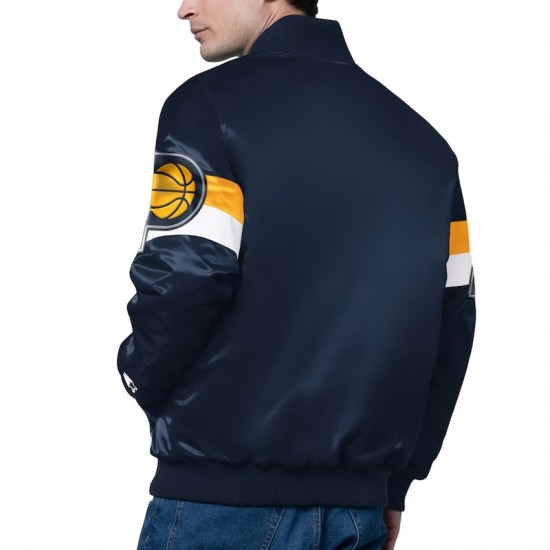 Indiana Pacers Triple Option Varsity Satin Jacket Indiana Pacers Triple Option Varsity Satin Jacket