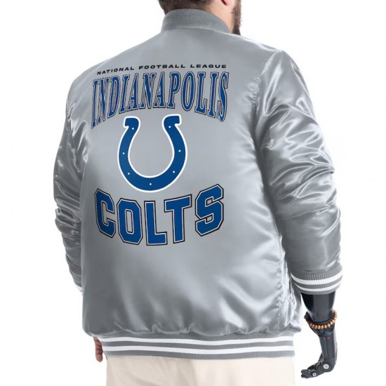 Indianapolis Colts Adaptive Team Graphic Varsity Satin Jacket