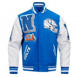 Indianapolis Colts Mashup Rib Varsity Wool/Leather Jacket