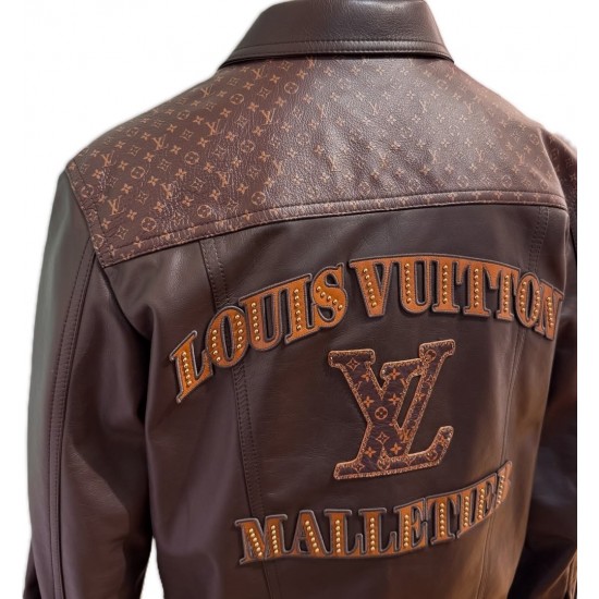 J-Hope Mona Lisa X LV Brown Leather Jacket