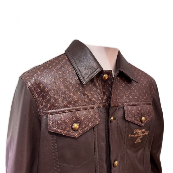 J-Hope Mona Lisa X LV Brown Leather Jacket