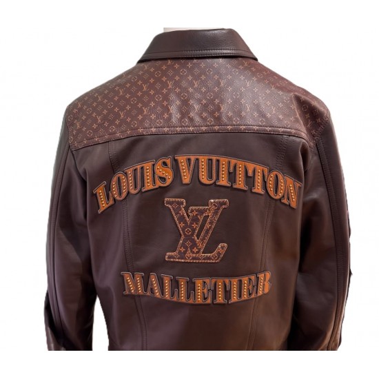 J-Hope Mona Lisa X LV Brown Leather Jacket