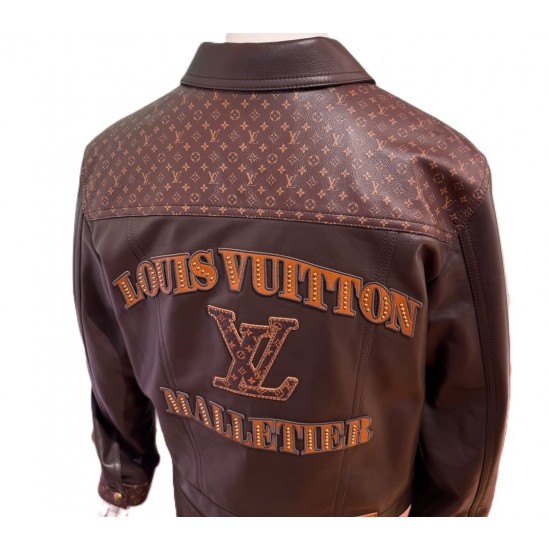 J-Hope Mona Lisa X LV Brown Leather Jacket
