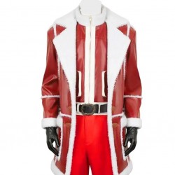 Red One JK Simmons Red Leather Coat Red One JK Simmons Red Leather Coat