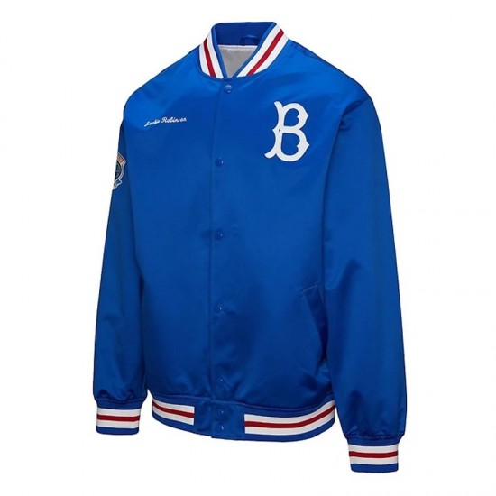 Jackie Robinson Royal Brooklyn Dodgers Legends Vintage Satin Jacket Jackie Robinson Royal Brooklyn Dodgers Legends Vintage Satin Jacket