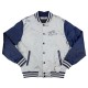 Jackson State Gray and Navy Baseball Jacket Jackson State Gray and Navy Baseball Jacket