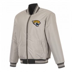 Jacksonville Jaguars Black/Gray Full-Zip Reversible Flight Jacket Jacksonville Jaguars Black/Gray Full-Zip Reversible Flight Jacket