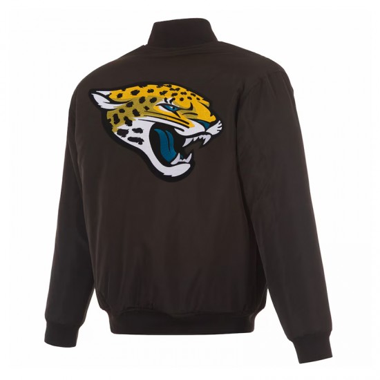 Jacksonville Jaguars Black/Gray Full-Zip Reversible Flight Jacket Jacksonville Jaguars Black/Gray Full-Zip Reversible Flight Jacket