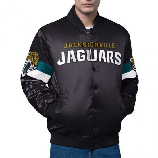 Jacksonville Jaguars Triple Option Varsity Satin Jacket Jacksonville Jaguars Triple Option Varsity Satin Jacket