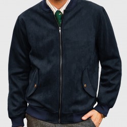 James Mens Dark Blue Bomber Suede Leather Jacket James Mens Dark Blue Bomber Suede Leather Jacket
