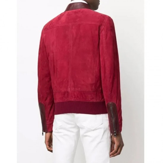 Joe Burrow Full-Zip Maroon Suede Leather Jacket Joe Burrow Full-Zip Maroon Suede Leather Jacket