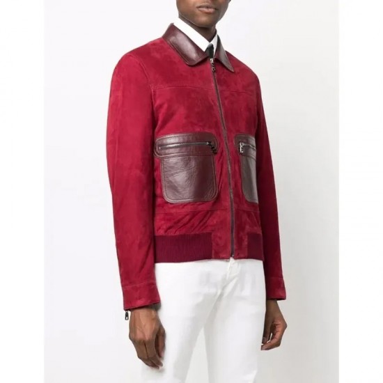 Joe Burrow Full-Zip Maroon Suede Leather Jacket Joe Burrow Full-Zip Maroon Suede Leather Jacket