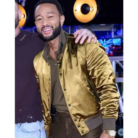 John Legend The Voice Olive Silk Bomber Jacket John Legend The Voice Olive Silk Bomber Jacket