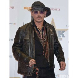 Johnny Depp Distressed Brown Leather Jacket Johnny Depp Distressed Brown Leather Jacket