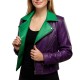 Joker Green and Purple Biker Leather Jacket Joker Green and Purple Biker Leather Jacket