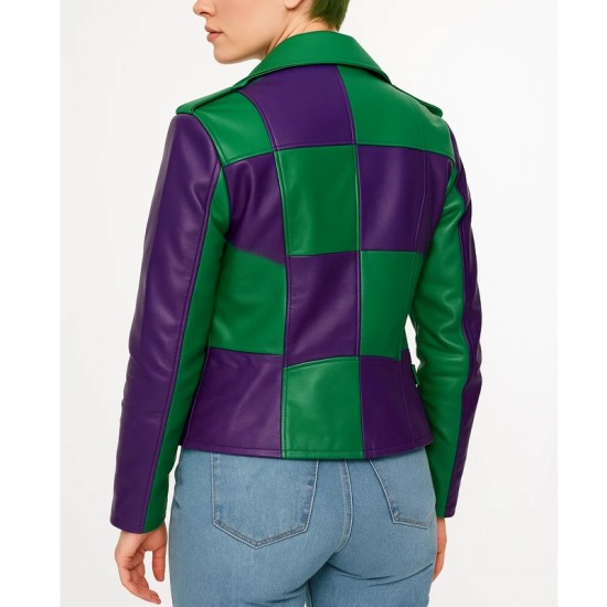 Joker Green and Purple Biker Leather Jacket Joker Green and Purple Biker Leather Jacket
