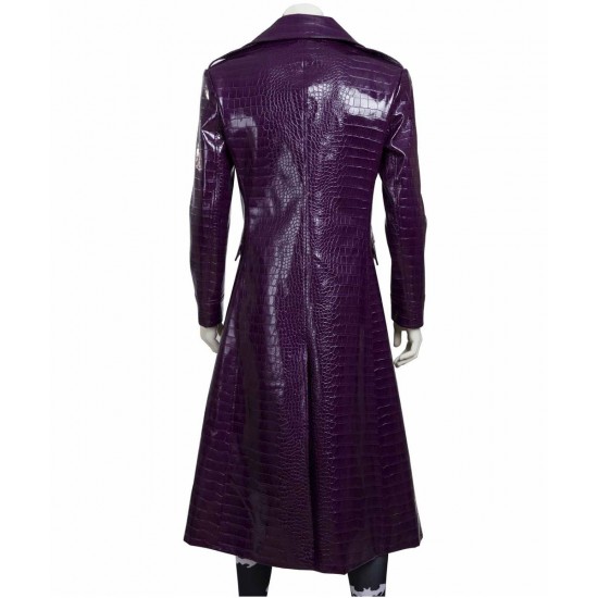 Joker Suicide Squad Purple Leather Trench Coat Joker Suicide Squad Purple Leather Trench Coat