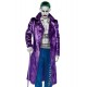 Joker Suicide Squad Purple Leather Trench Coat Joker Suicide Squad Purple Leather Trench Coat