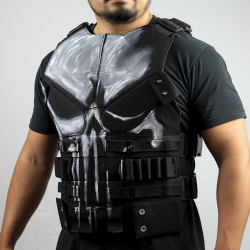 Jon Bernthal Punisher Skull Leather Vest – Frank Castle S3 Black Vest Costume