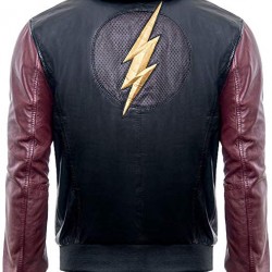 Justice League Barry Allen Flash Leather Jacket With Fleece Hood