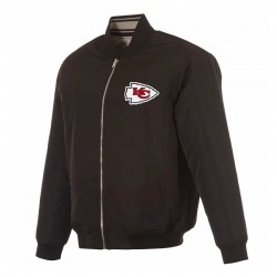 Kansas City Chiefs Black/Gray Full-Zip Reversible Flight Jacket