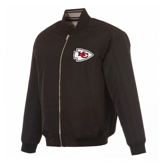 Kansas City Chiefs Black/Gray Full-Zip Reversible Flight Jacket Kansas City Chiefs Black/Gray Full-Zip Reversible Flight Jacket