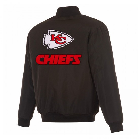 Kansas City Chiefs Black/Gray Full-Zip Reversible Flight Jacket Kansas City Chiefs Black/Gray Full-Zip Reversible Flight Jacket