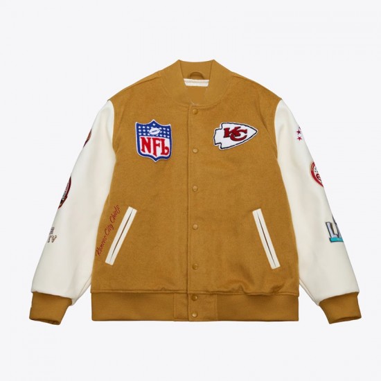 Kansas City Chiefs Dusted Varsity Jacket - Brown/Cream