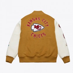 Kansas City Chiefs Dusted Varsity Jacket - Brown/Cream