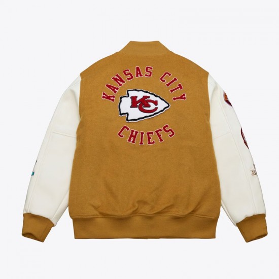 Kansas City Chiefs Dusted Varsity Jacket - Brown/Cream