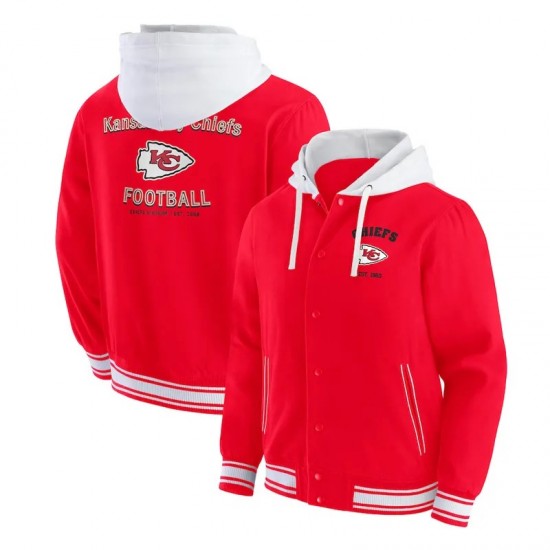 Kansas City Chiefs Red Cotton Hooded Jacket Kansas City Chiefs Red Cotton Hooded Jacket