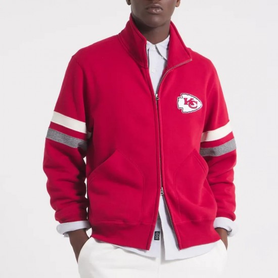 Kansas City Chiefs Red Striped Fleece Jacket Kansas City Chiefs Red Striped Fleece Jacket